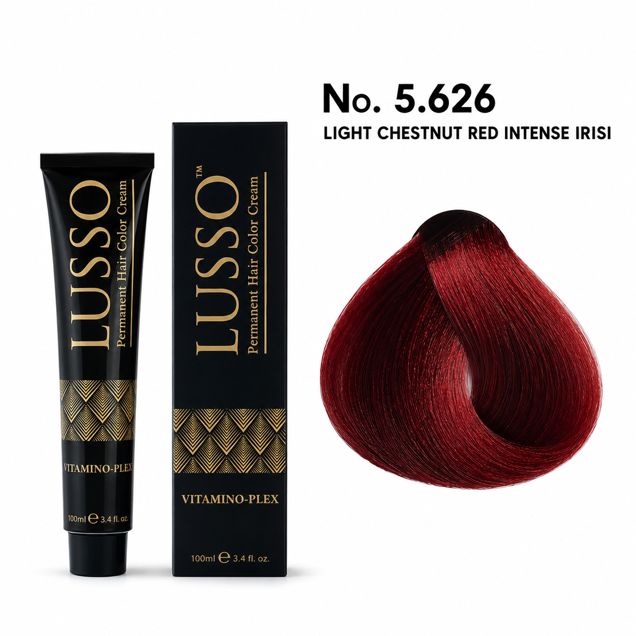 LUSSO Permanent Hair Colour Cream 100 ml No. 5.626 Light Chestnut Red Intense Irisi