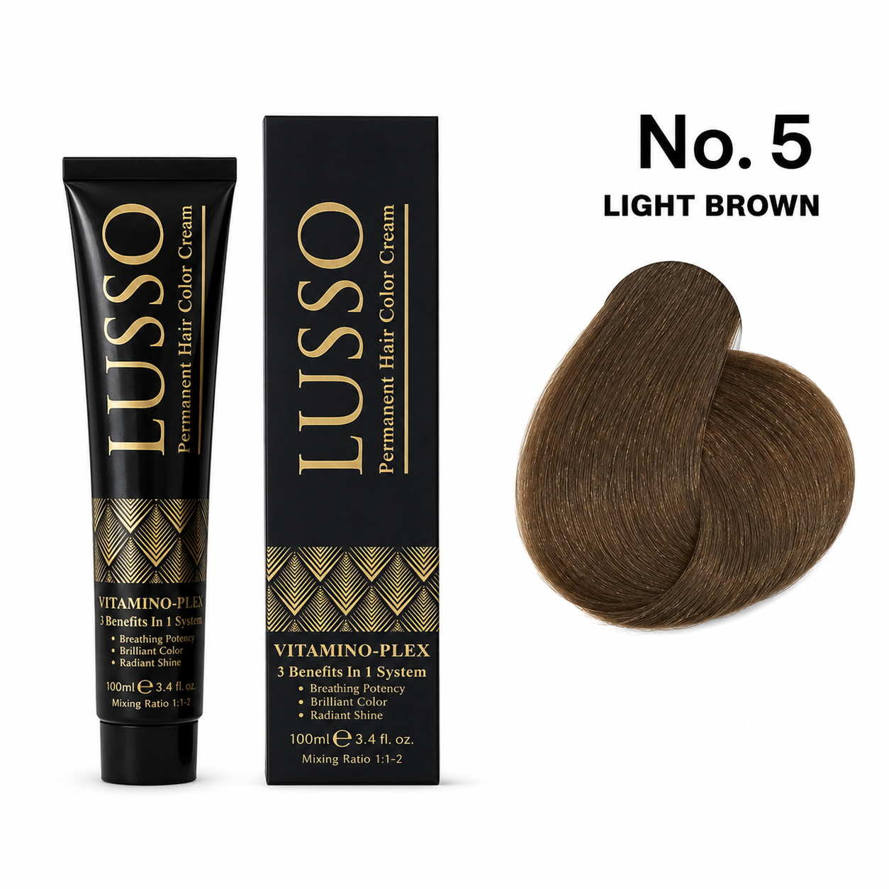 LUSSO Permanent Hair Colour Cream 100 ml No. 5 Light Brown