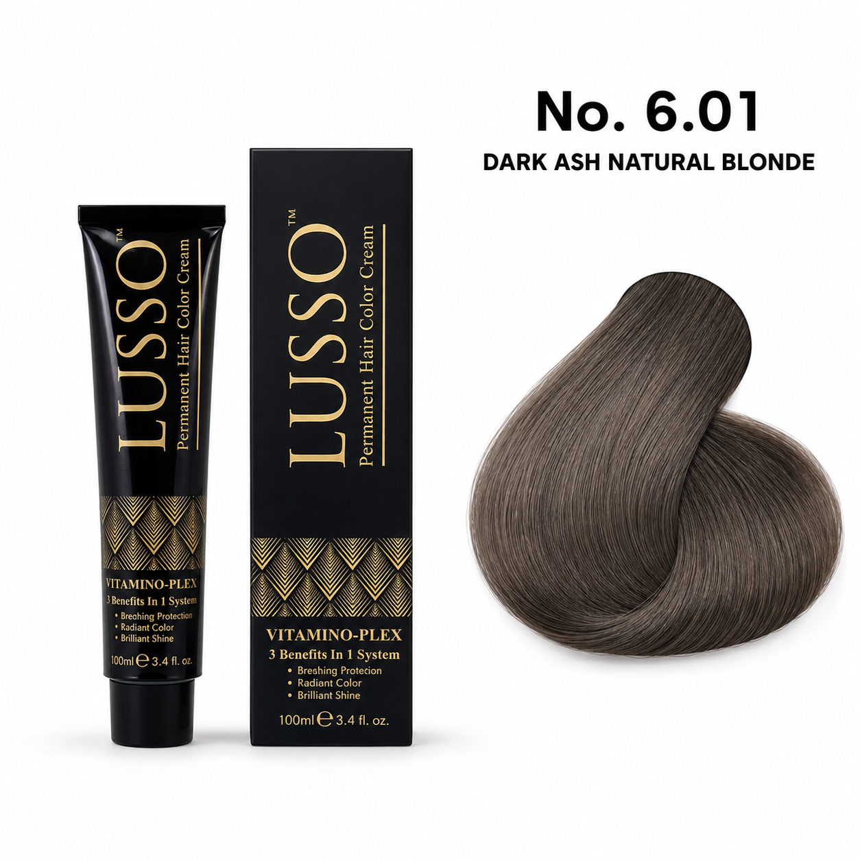LUSSO Permanent Hair Colour Cream 100 ml No. 6.01 Dark Ash Natural Blonde