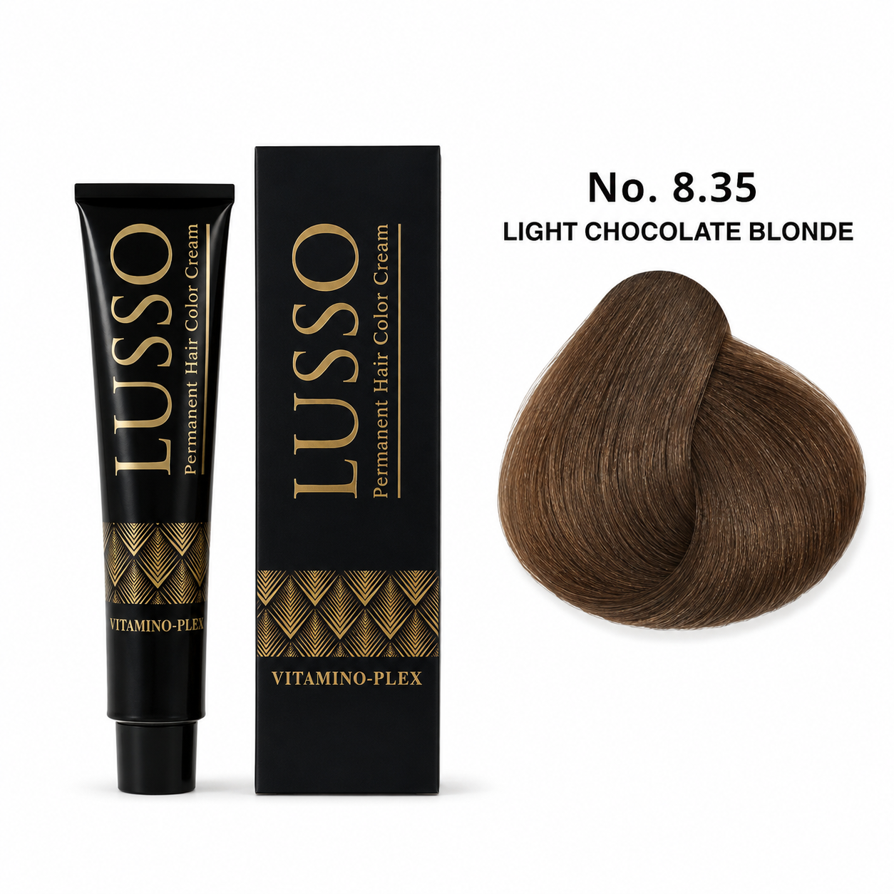 LUSSO Permanent Hair Colour Cream 100 ml No. 8.35 Light Chocolate Blonde