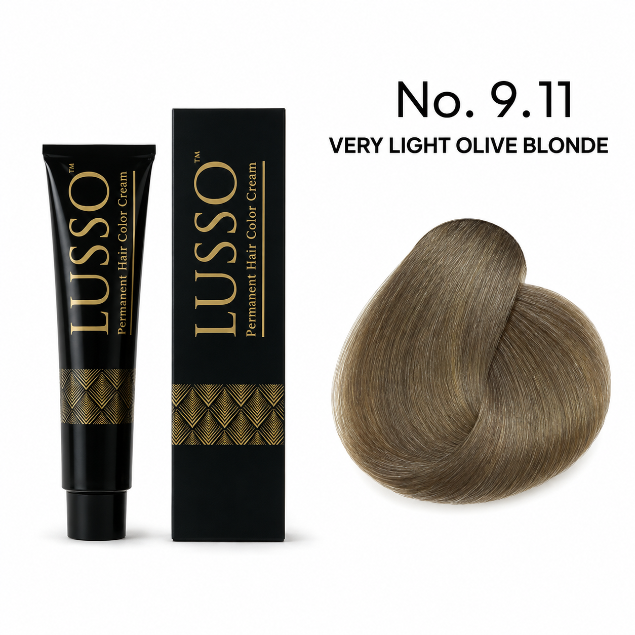 LUSSO Permanent Hair Colour Cream 100 ml No. 9.11 Very Light Olive Blonde