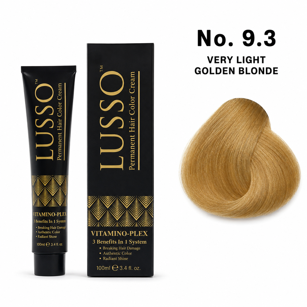 LUSSO Permanent Hair Colour Cream 100 ml No. 9.3 Very Light Golden Blonde