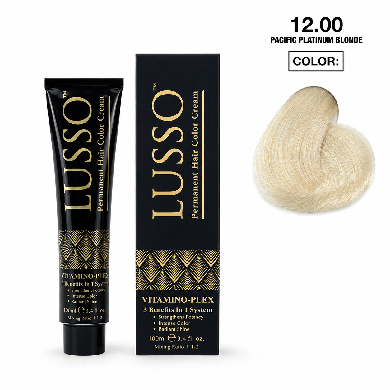 LUSSO Permanent Hair Colour Cream 100 ml No. 12.00 Pacific Platinum Blonde