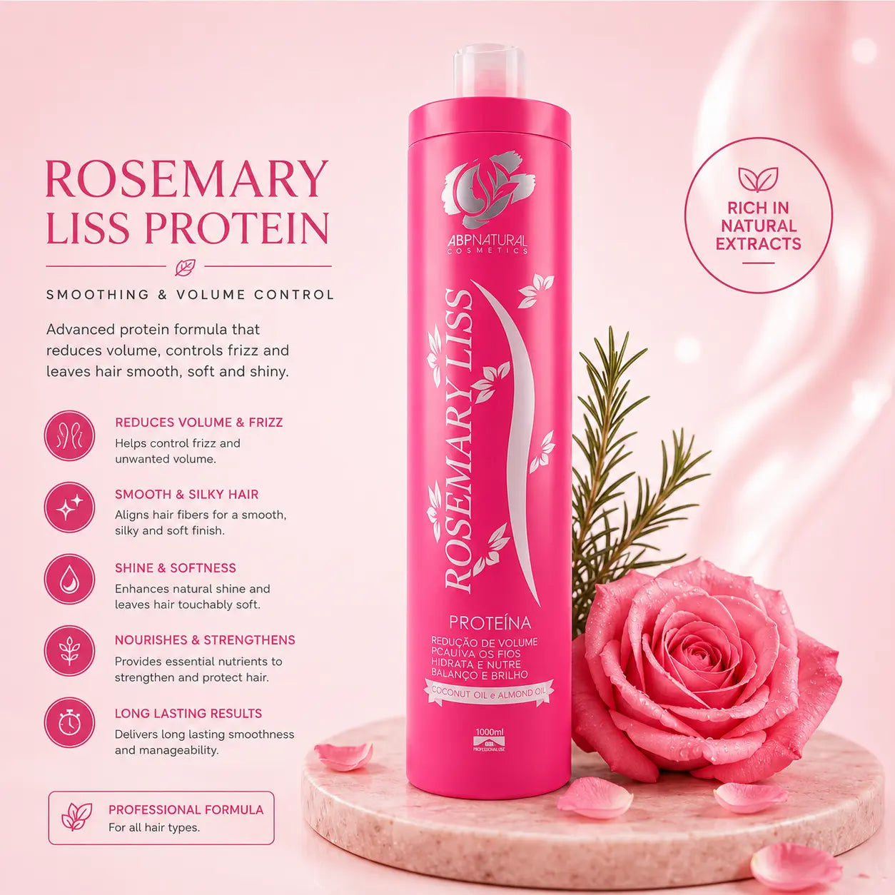 ABPNATURAL COSMETICS Rosemarry Liss Brazilian Straightening Hair Treatment 1000 ml ABPNATURAL JOLIE'S