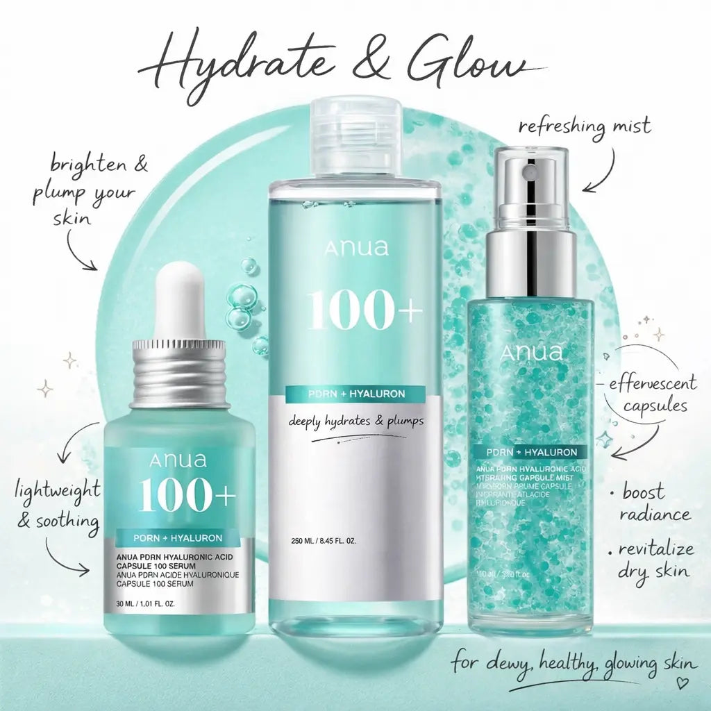 ANUA 100+ PDRN + Hyaluron Ultimate Glass Skin Hydration Trio ANUA JOLIE'S
