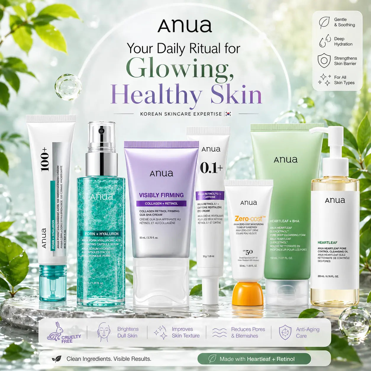 ANUA 7 Step Ultimate Skin Transformation Daily Routine Set DOKAN JOLIE'S