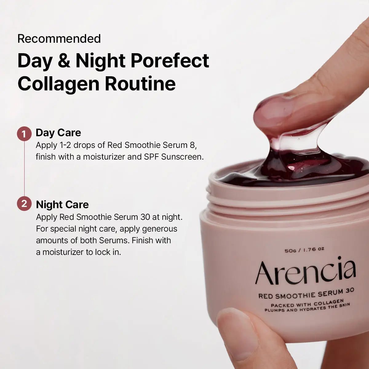 ARENCIA Pore Perfection Collagen Serum Duo for skincare, featuring day and night routines with collagen for smoother skin.