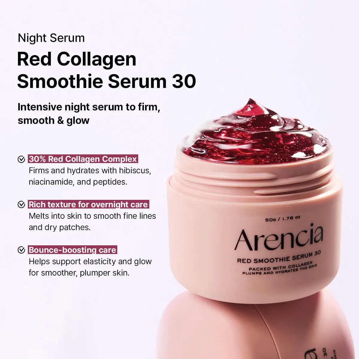 ARENCIA Red Collagen Jello Skin Trio skincare set with vibrant red jello textures in three containers, promoting healthy skin.