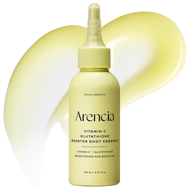 ARENCIA Vitamin C and glutathione brightening duo set featuring serum bottles with vibrant labels and fresh citrus slices.