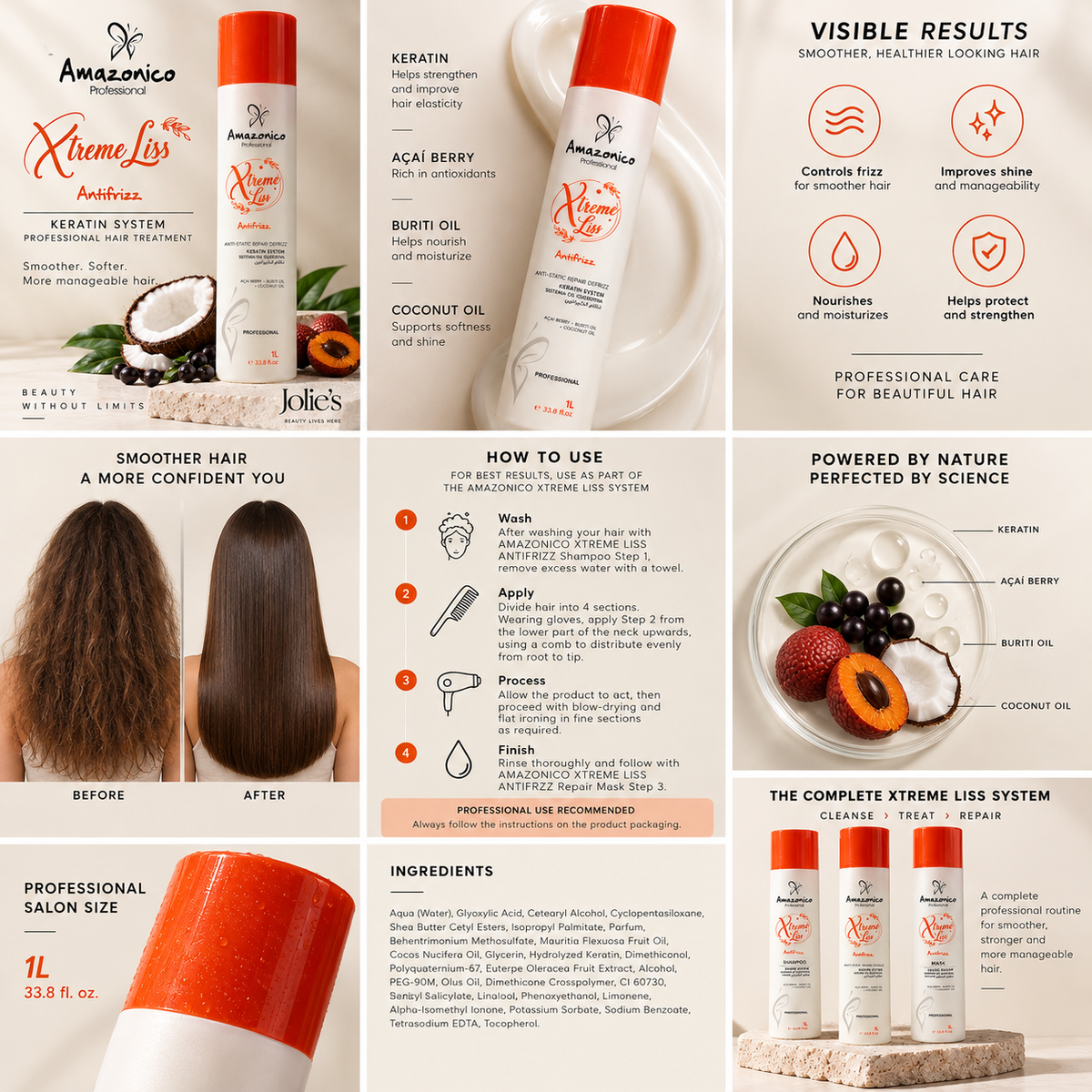 Amazonico Xtreme Liss Antifrizz Keratin System 1000 ML