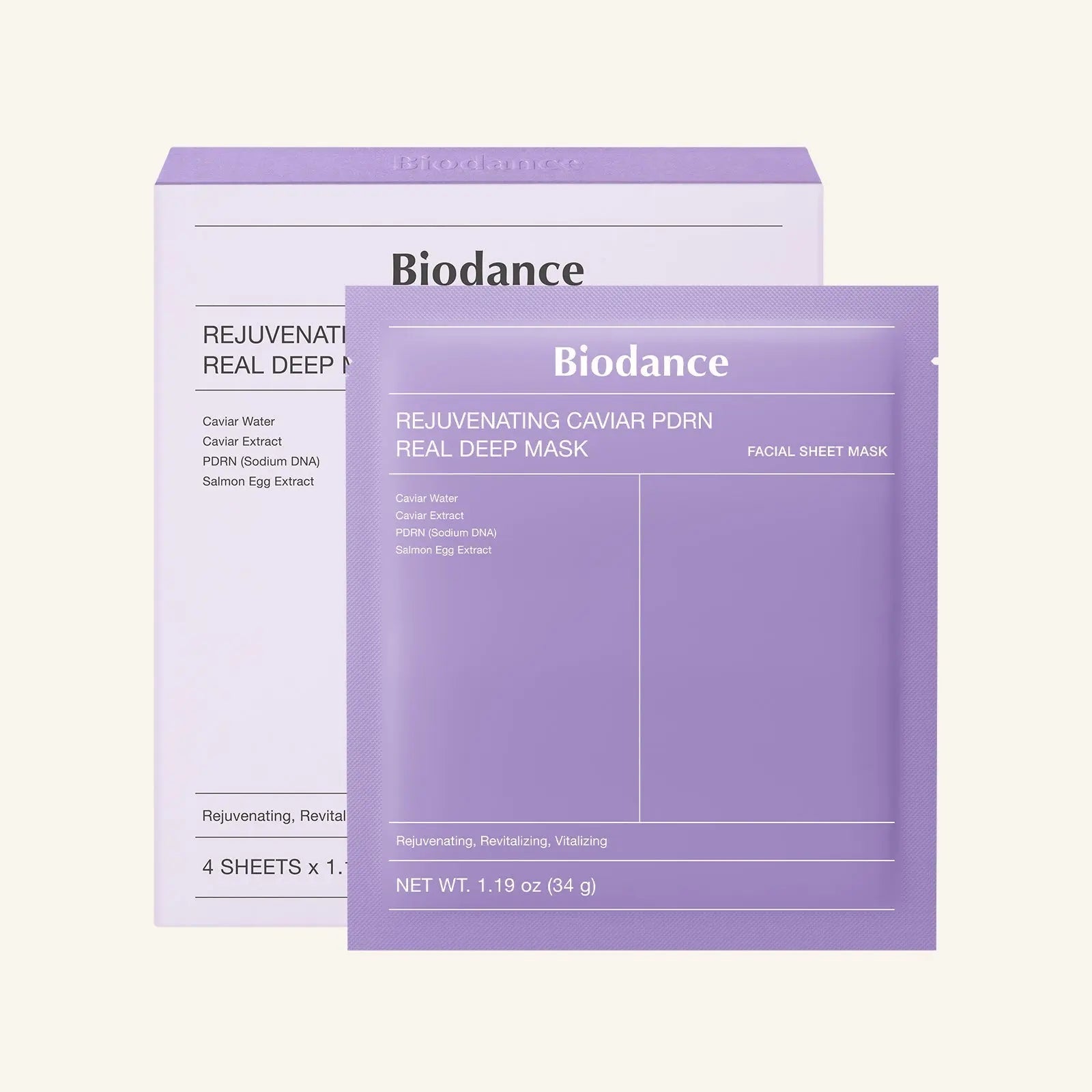 BIODANCE Rejuvenating Caviar PDRN Real Deep Mask 34g 4 pcs - JOLIE'S