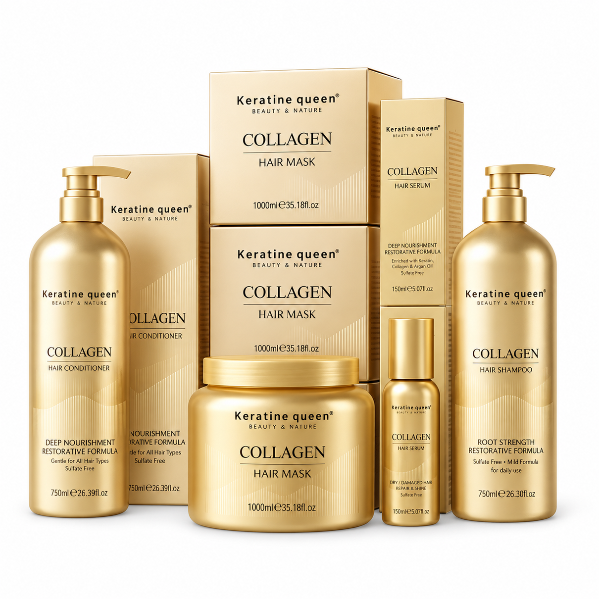 Keratine Queen Gold Collagen & Keratin Hair Care Set