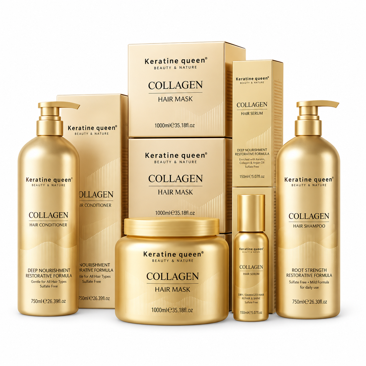 Keratine Queen Gold Collagen & Keratin Hair Care Set