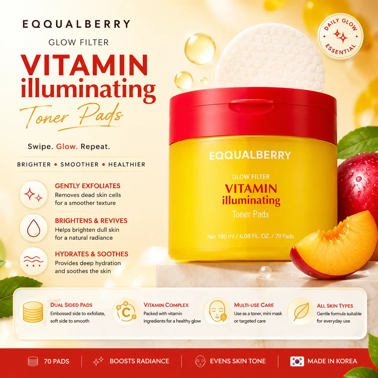 EQQUALBERRY Vitamin illuminating Toner Pads 70 Pads EQQUALBERRY JOLIE'S