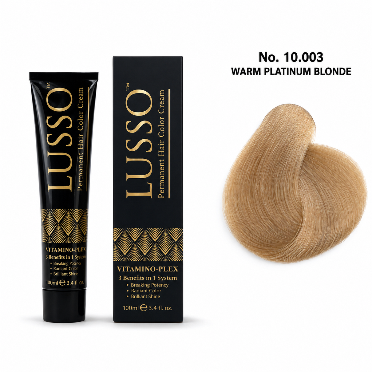 LUSSO Permanent Hair Colour Cream 100 ml No. 10.003 Warm Platinum Blonde