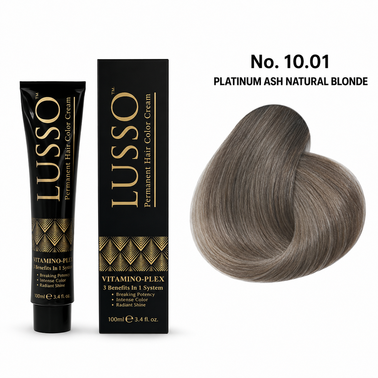 LUSSO Permanent Hair Colour Cream 100 ml No. 10.01 Platinum Ash Natural Blonde