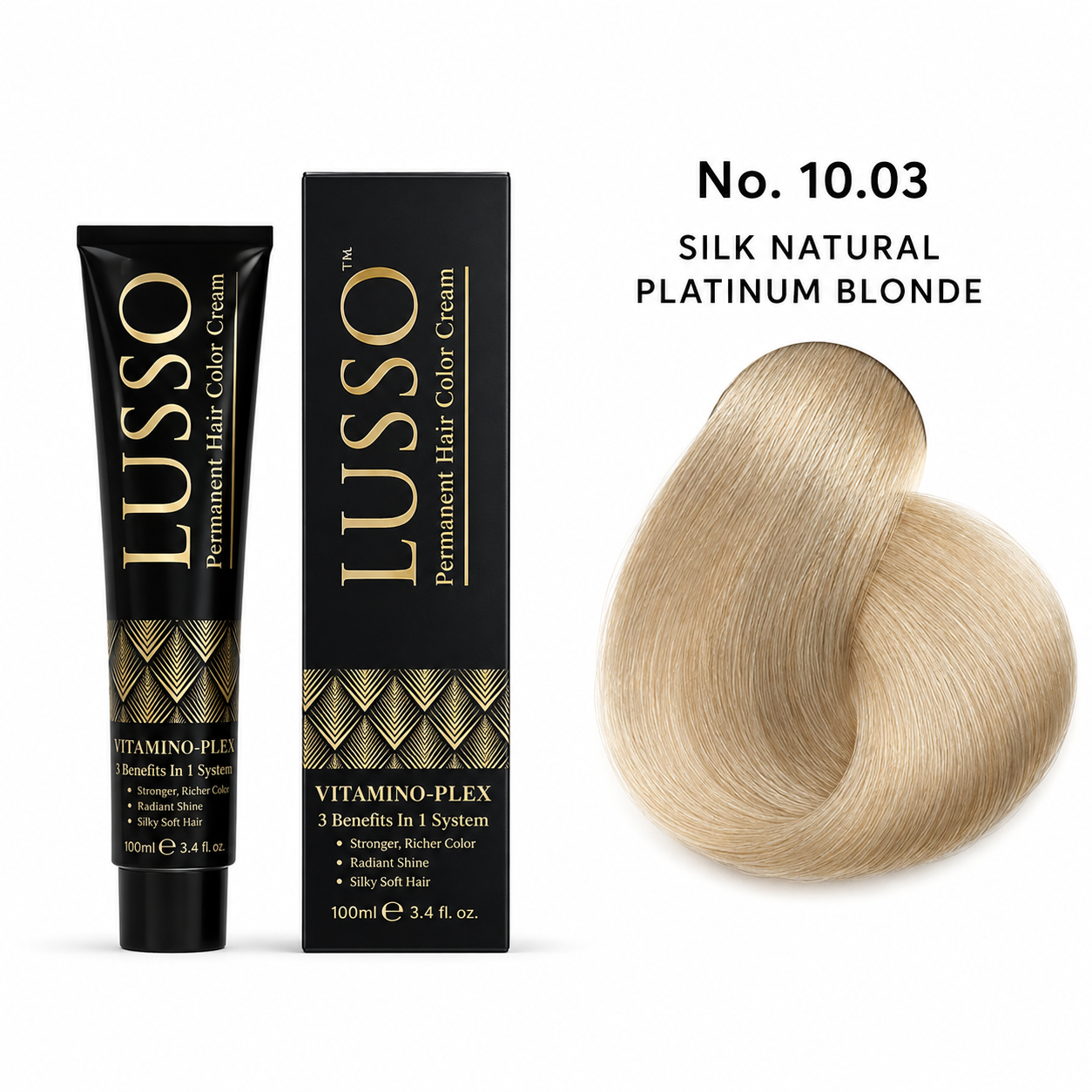 LUSSO Permanent Hair Colour Cream 100 ml No. 10.03 Silk Natural Platinum Blonde