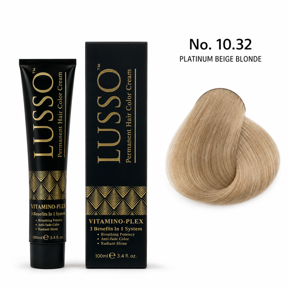 LUSSO Permanent Hair Colour Cream 100 ml No. 10.32 Platinum Beige Blonde