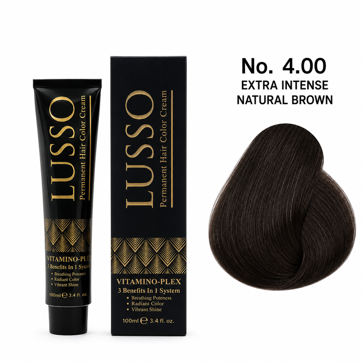 LUSSO Permanent Hair Colour Cream 100 ml No. 4.00 Extra Intense Natural Brown