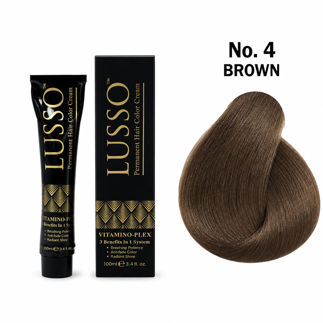 LUSSO Permanent Hair Colour Cream 100 ml No. 4 Brown
