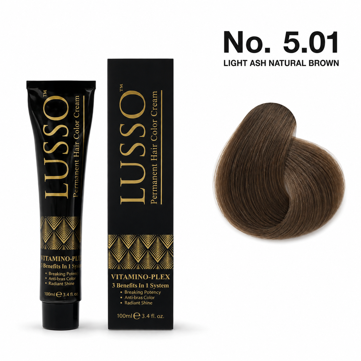 LUSSO Permanent Hair Colour Cream 100 ml No. 5.01 Light Ash Natural Brown