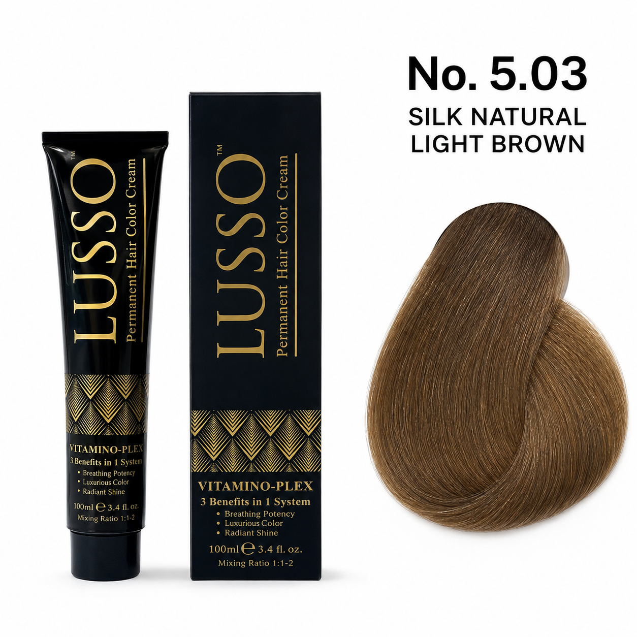 LUSSO Permanent Hair Colour Cream 100 ml No. 5.03 Silk Natural Light Brown