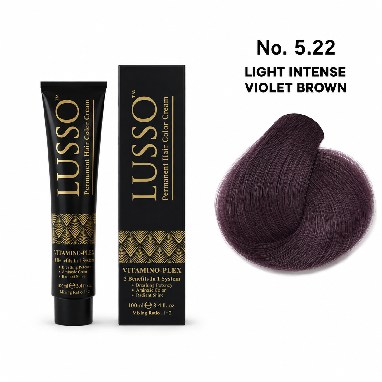 LUSSO Permanent Hair Colour Cream 100 ml No. 5.22 Light Intense Violet Brown