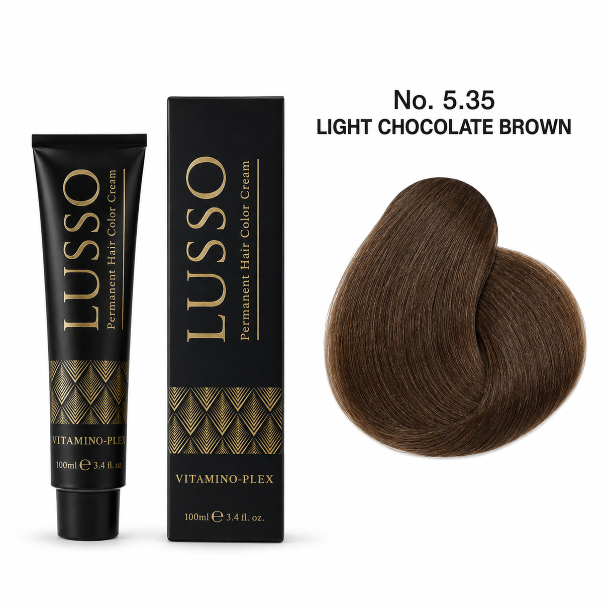 LUSSO Permanent Hair Colour Cream 100 ml No. 5.35 Light Chocolate Brown