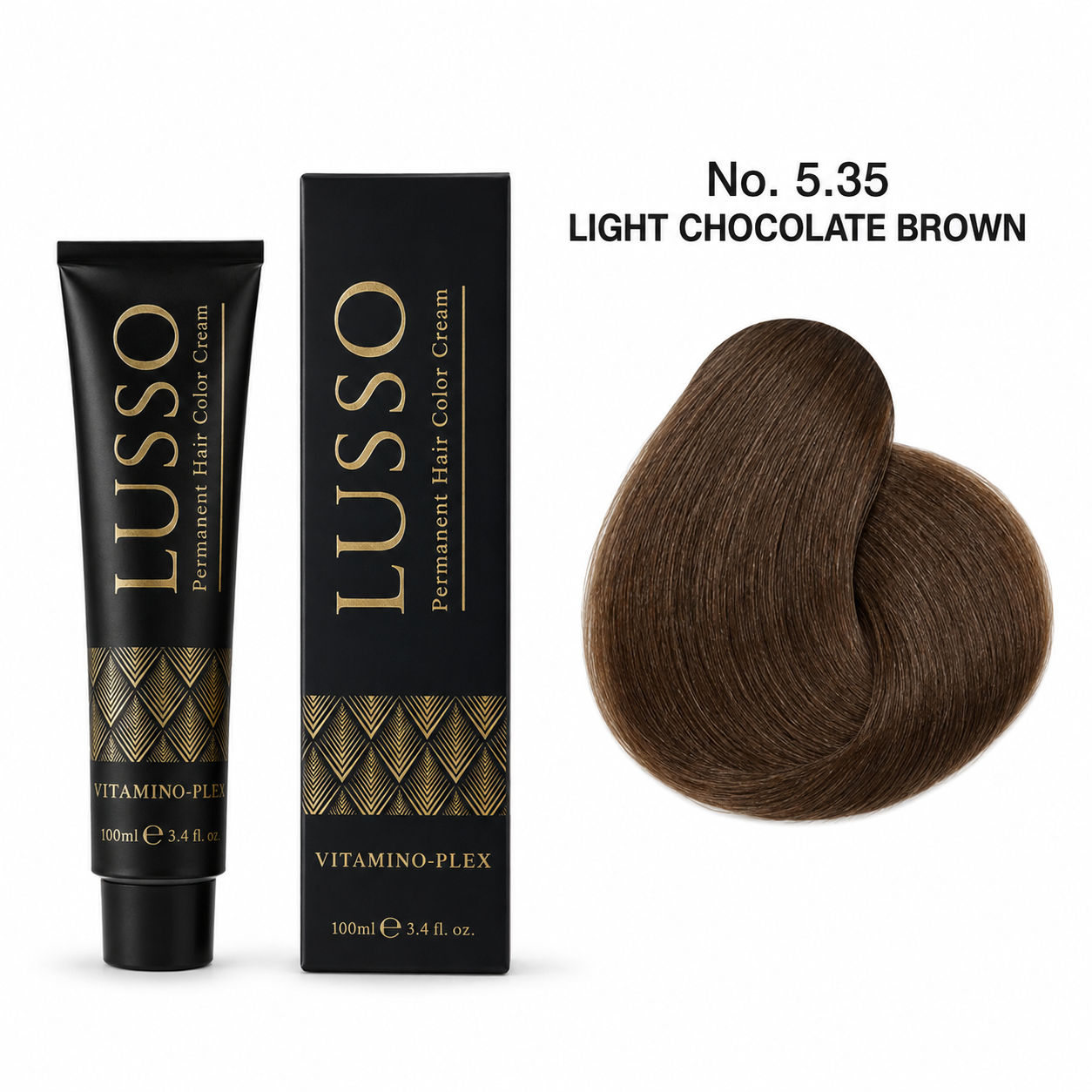 LUSSO Permanent Hair Colour Cream 100 ml No. 5.35 Light Chocolate Brown