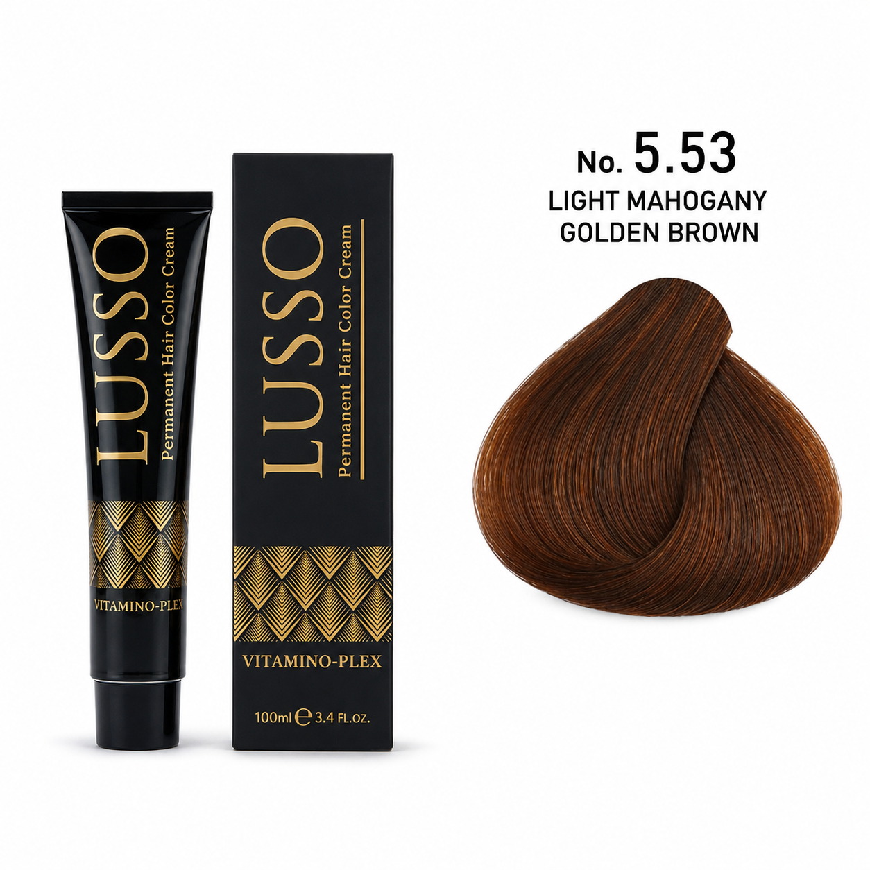 LUSSO Permanent Hair Colour Cream 100 ml No. 5.53 Light Mahogany Golden Brown
