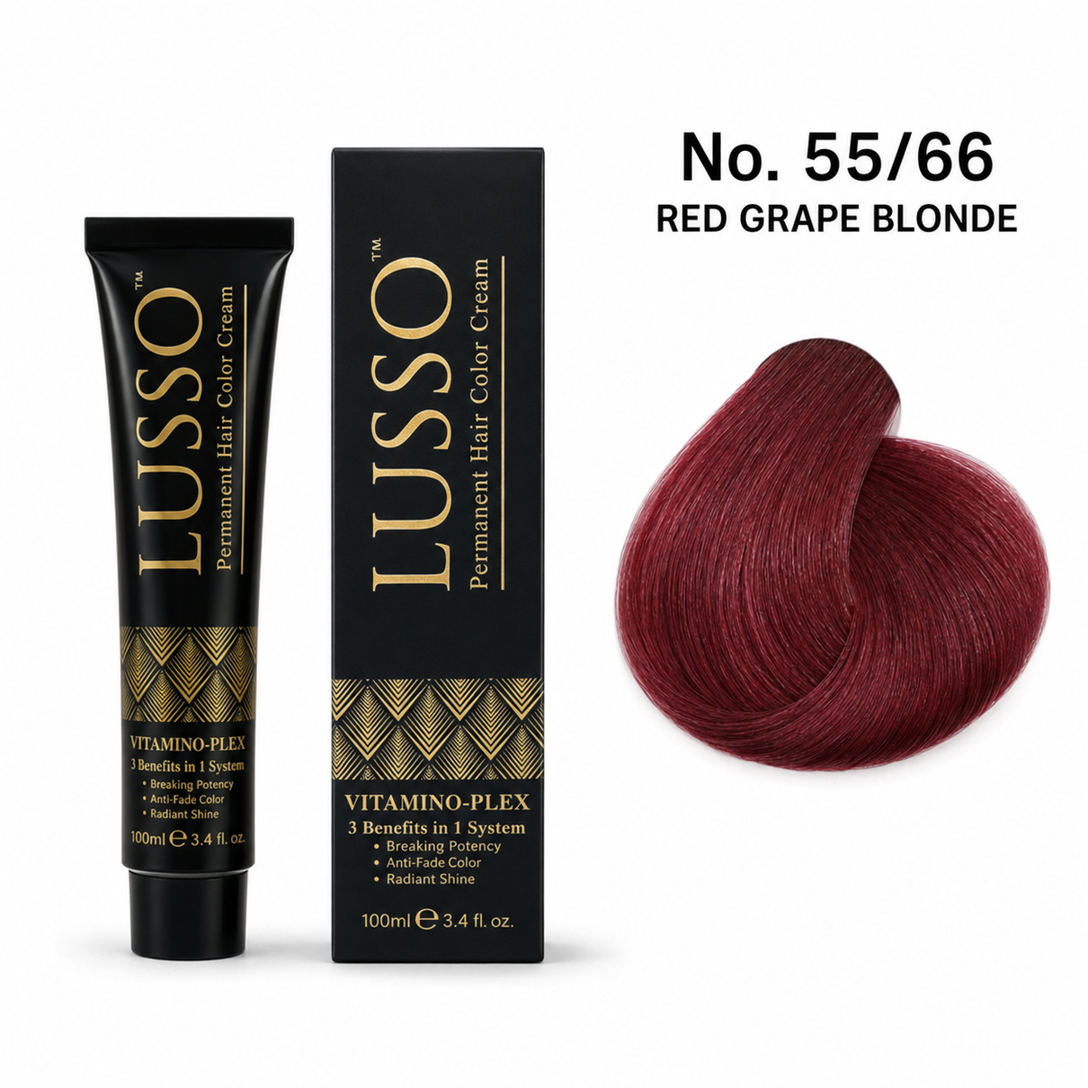 LUSSO Permanent Hair Colour Cream 100 ml No. 55/66 Red Grape Blonde