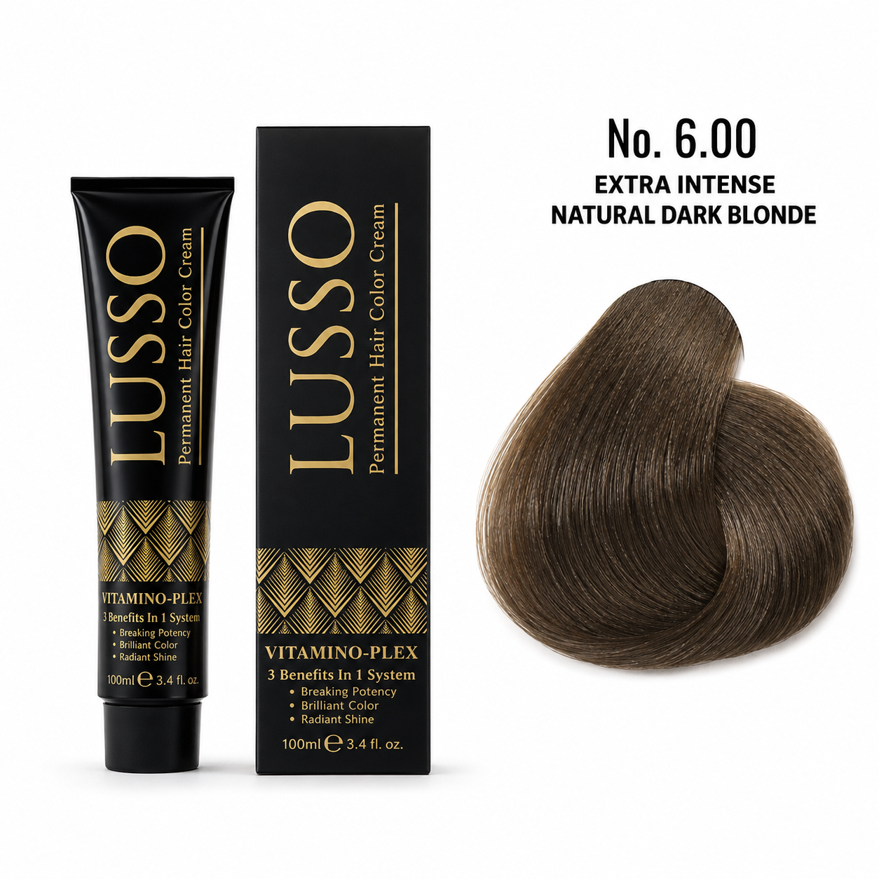LUSSO Permanent Hair Colour Cream 100 ml No. 6.00 Extra Intense Natural Dark Blonde
