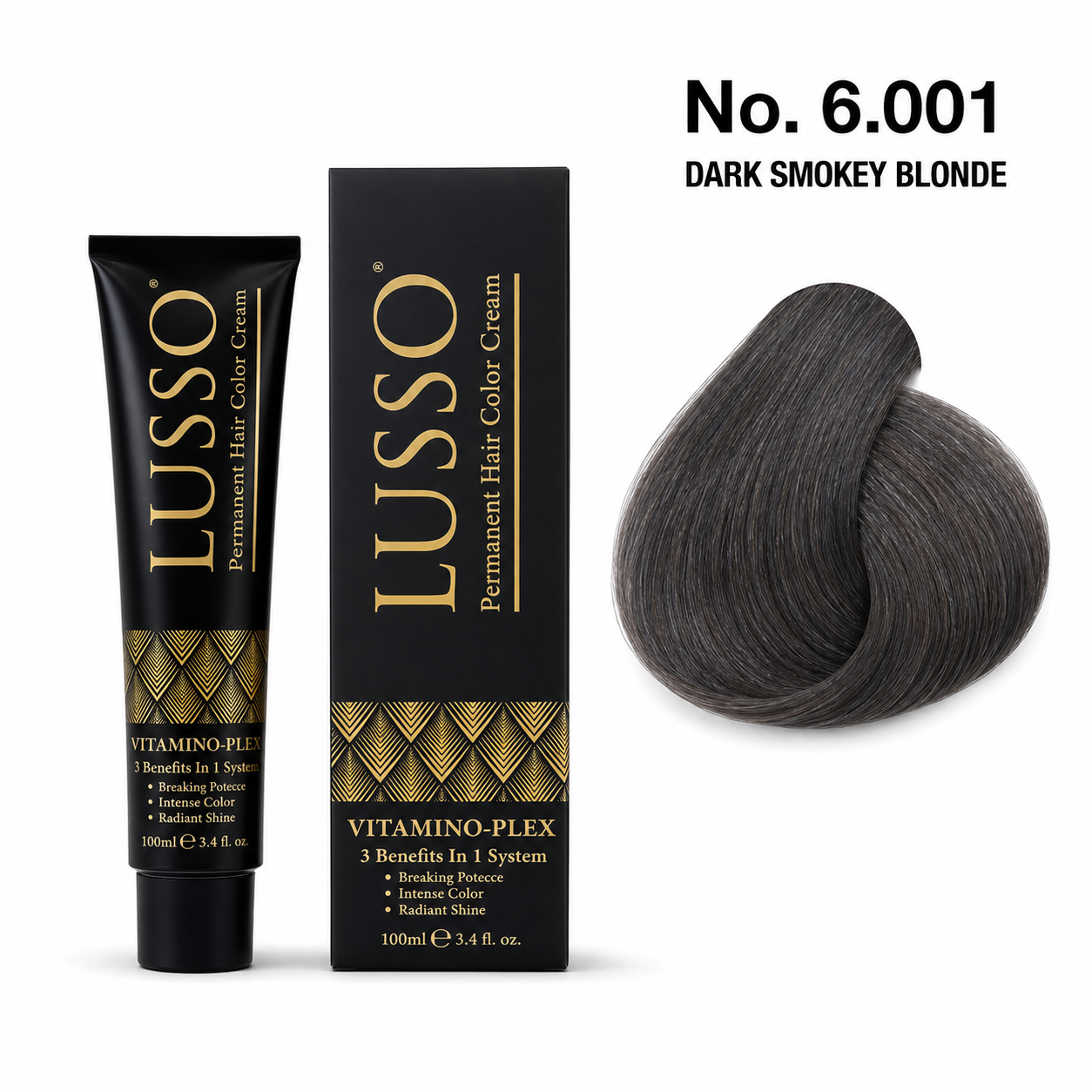LUSSO Permanent Hair Colour Cream 100 ml No. 6.001 Dark Smokey Blonde