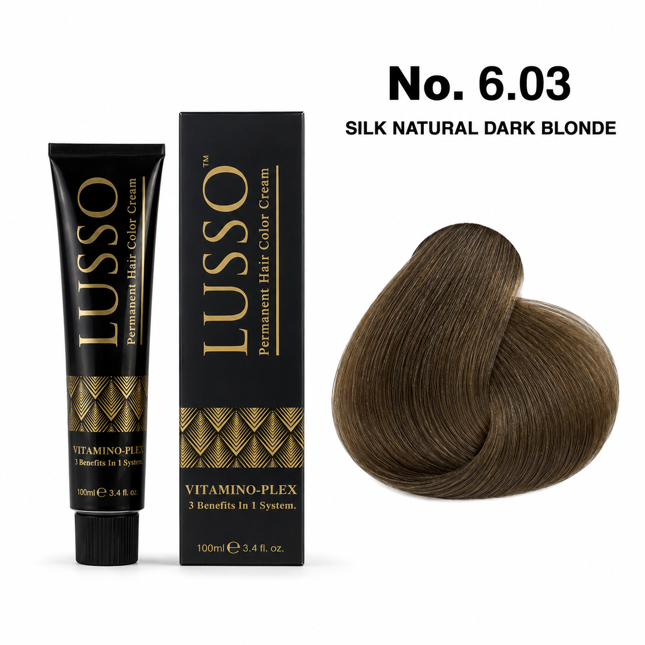 LUSSO Permanent Hair Colour Cream 100 ml No. 6.03 Silk Natural Dark Blonde