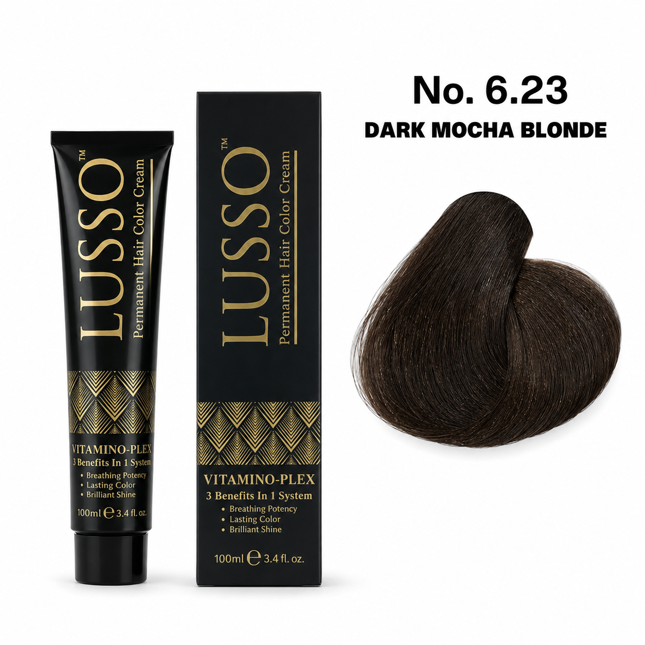 LUSSO Permanent Hair Colour Cream 100 ml No. 6.23 Dark Mocha Blonde