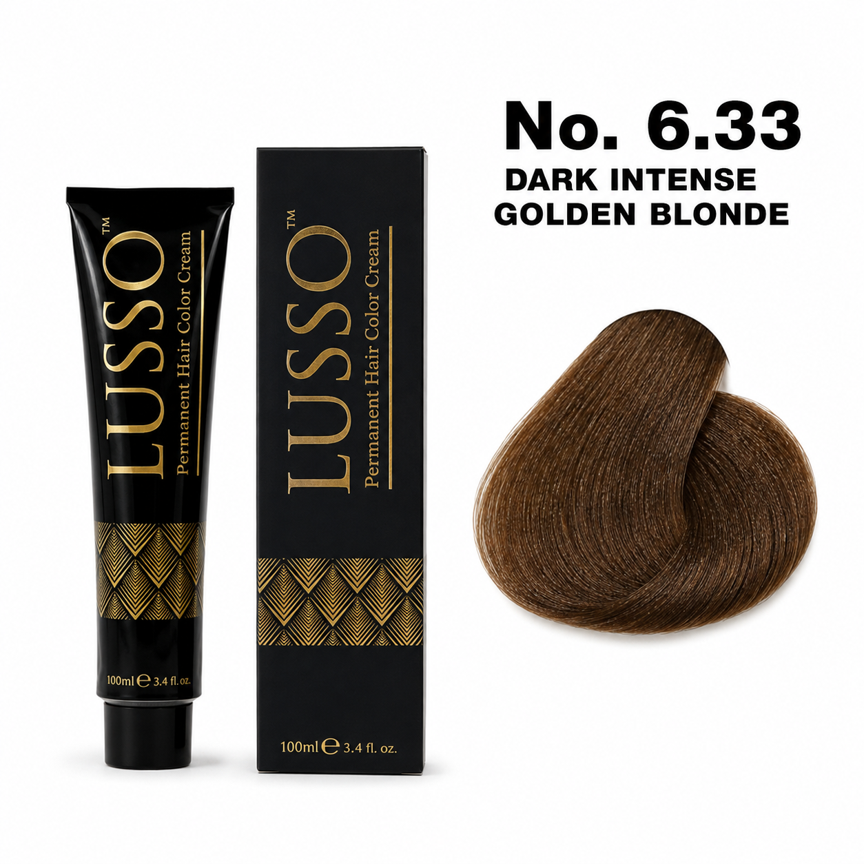 LUSSO Permanent Hair Colour Cream 100 ml No. 6.33 Dark Intense Golden Blonde