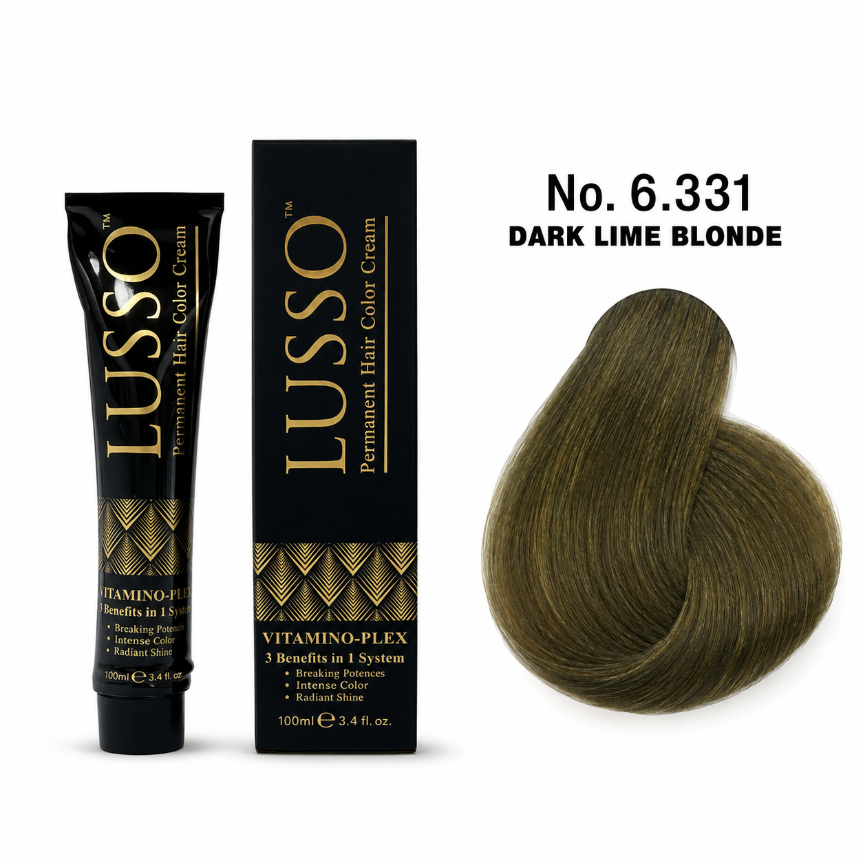 LUSSO Permanent Hair Colour Cream 100 ml No. 6.331 Dark Lime Blonde