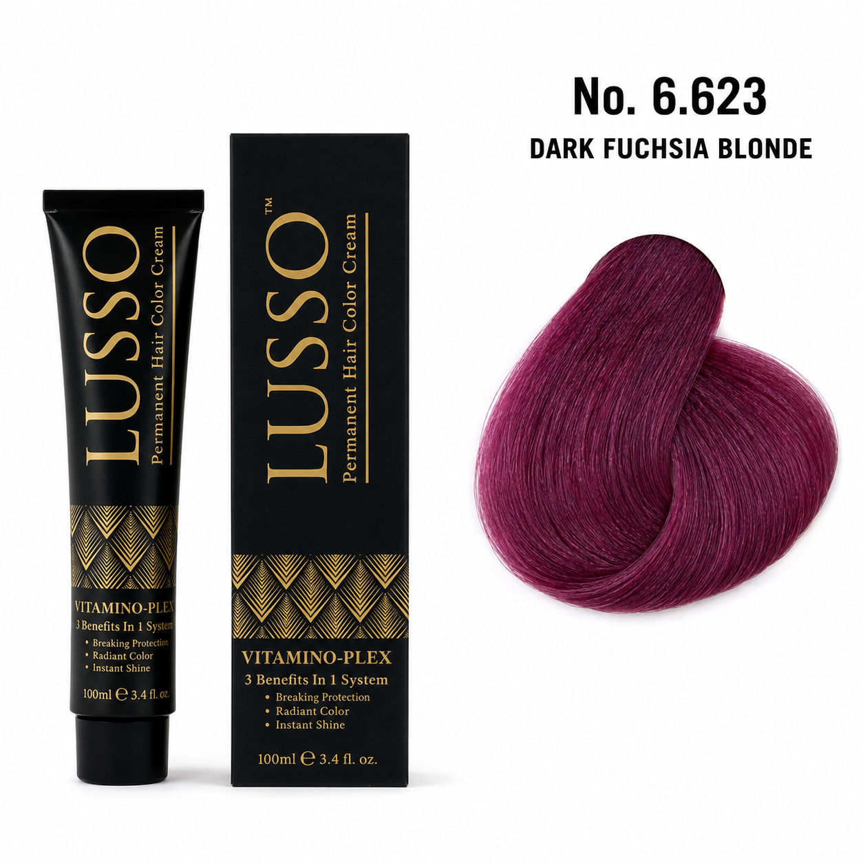 LUSSO Permanent Hair Colour Cream 100 ml No. 6.623 Dark Fuchsia Blonde
