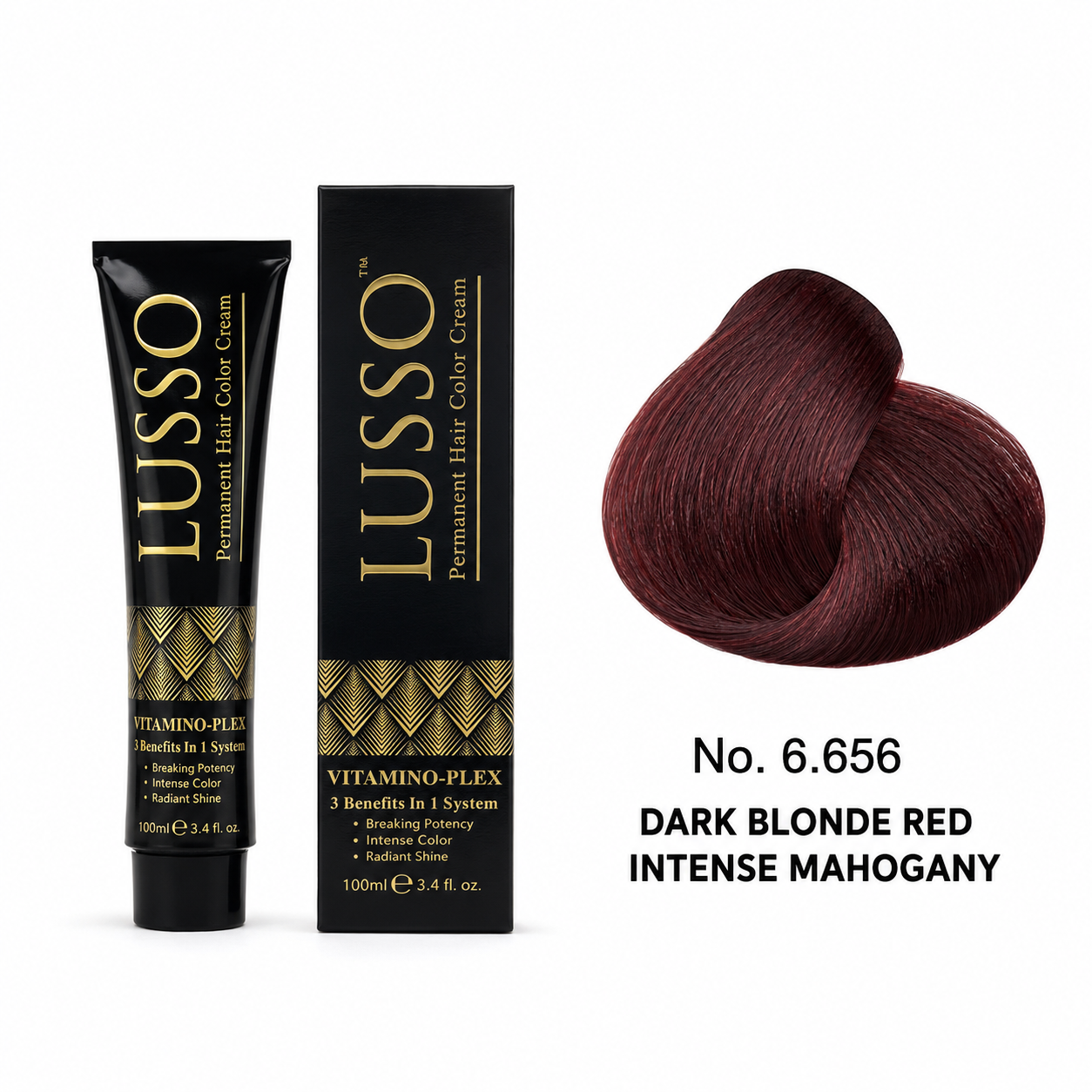 LUSSO Permanent Hair Colour Cream 100 ml No. 6.656 Dark Blonde Red Intense Mahogany
