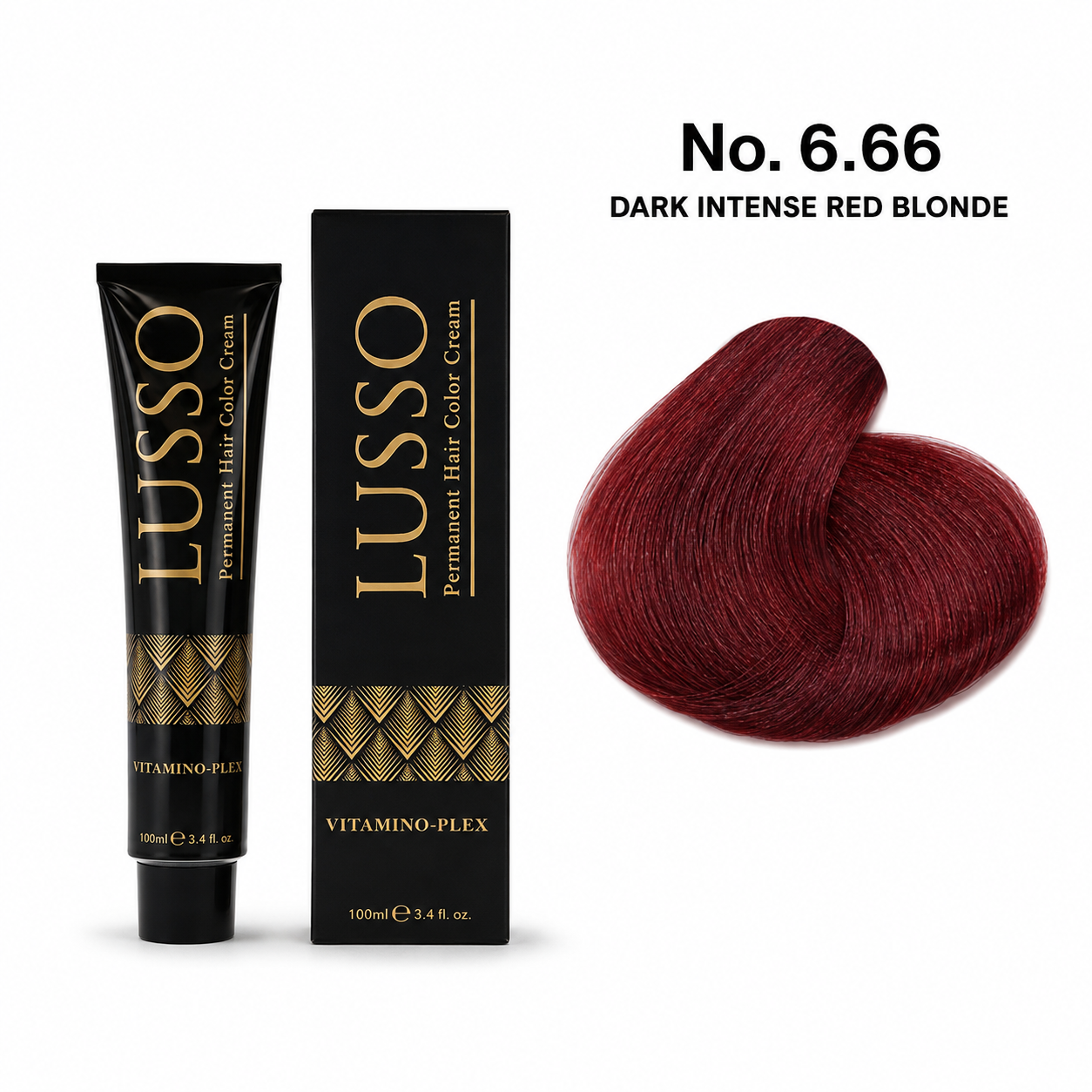 LUSSO Permanent Hair Colour Cream 100 ml No. 6.66 Dark Intense Red Blonde
