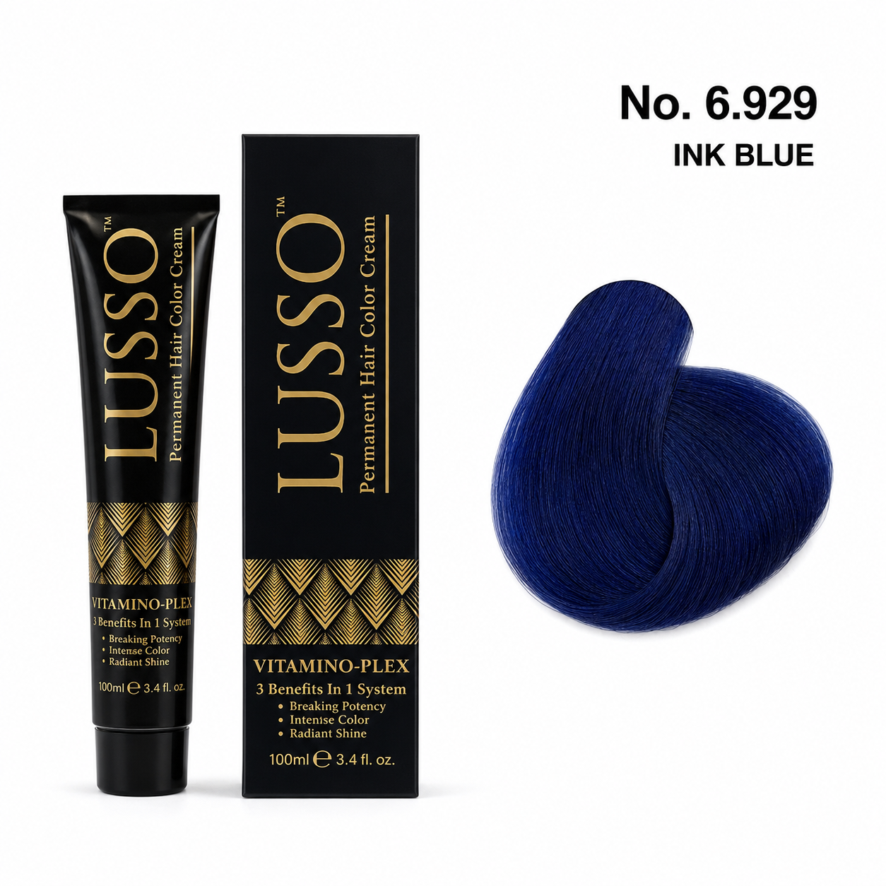 LUSSO Permanent Hair Colour Cream 100 ml No. 6.929 Ink Blue