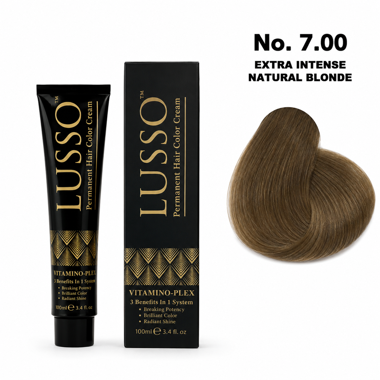 LUSSO Permanent Hair Colour Cream 100 ml No. 7.00 Extra Intense Natural Blonde