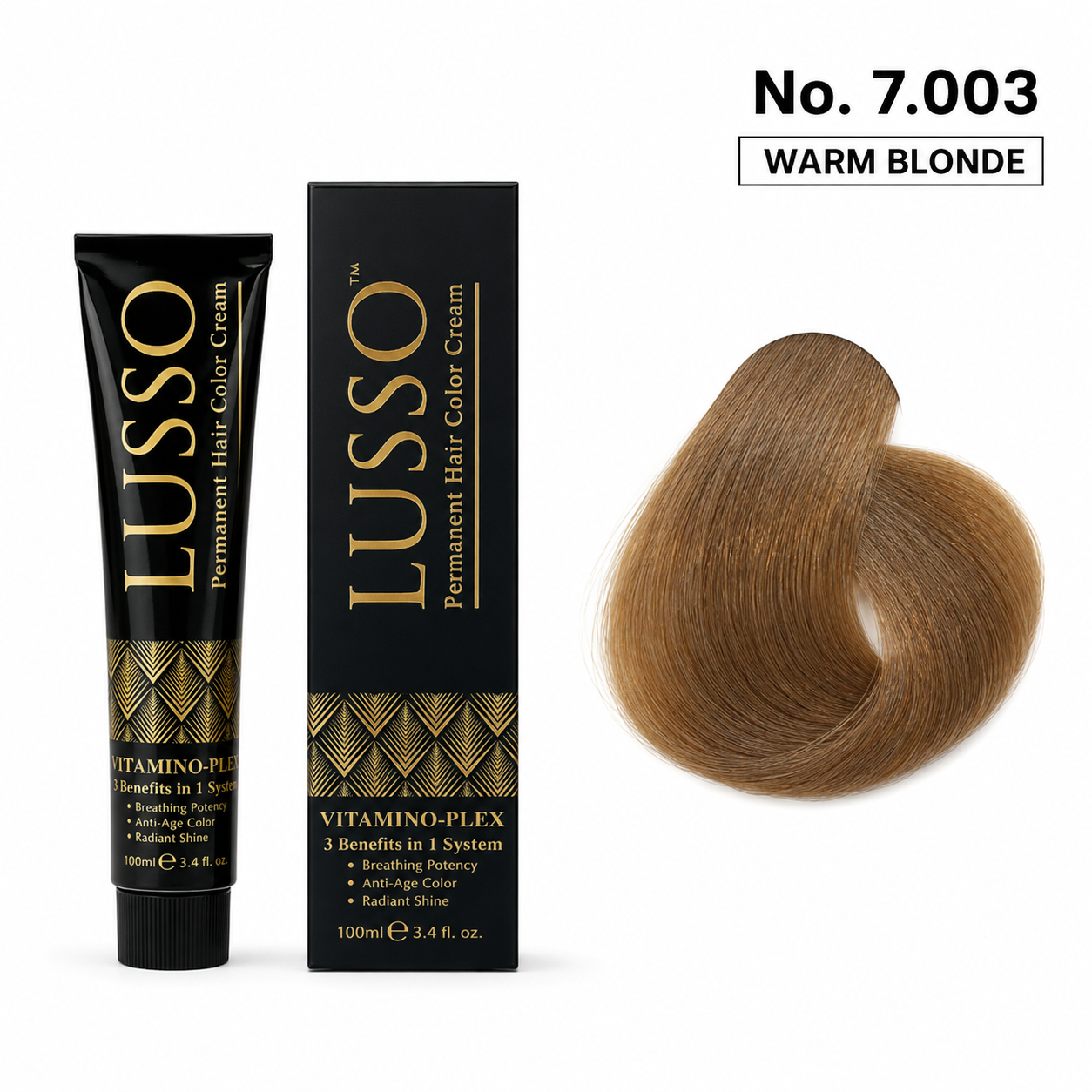 LUSSO Permanent Hair Colour Cream 100 ml No. 7.003 Warm Blonde