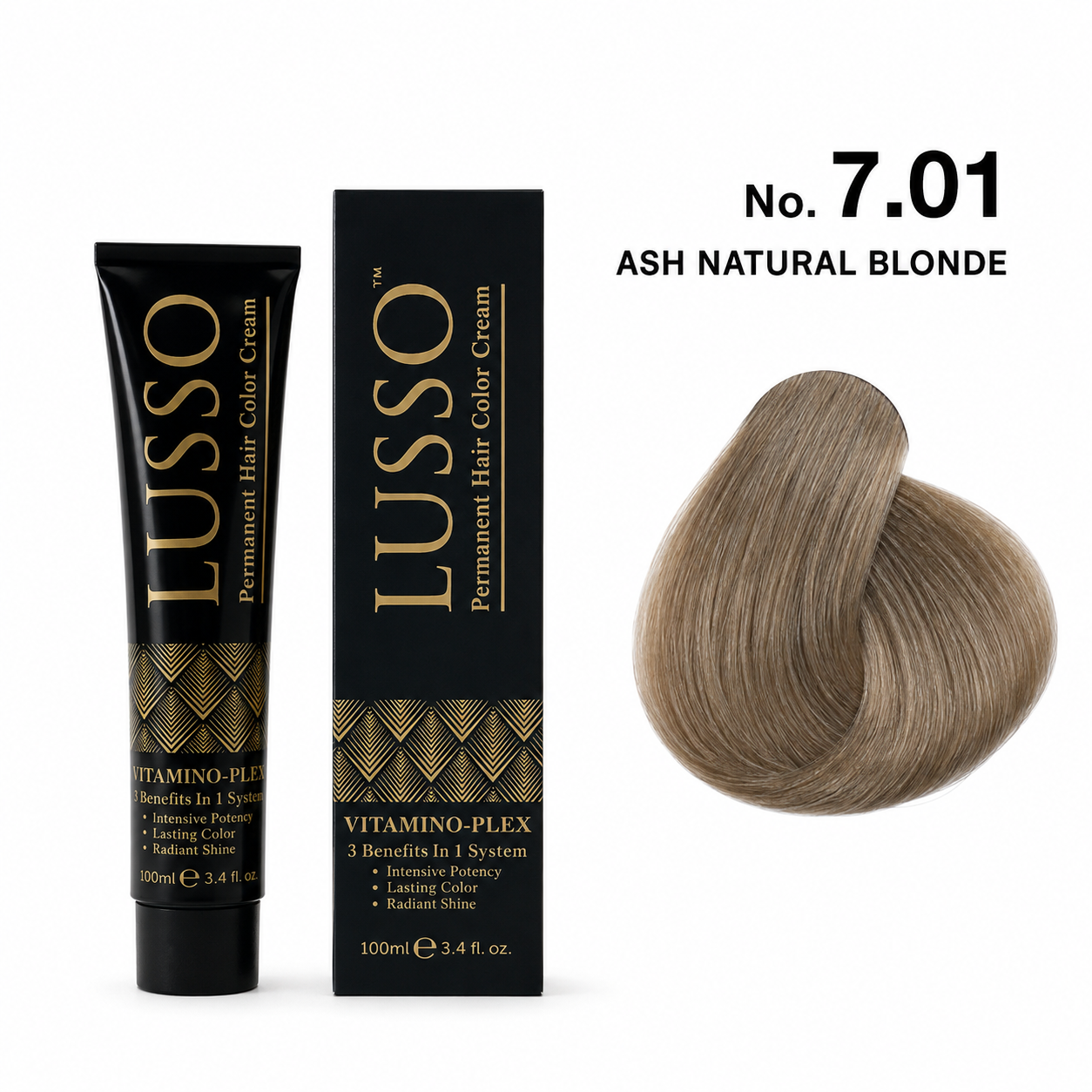 LUSSO Permanent Hair Colour Cream 100 ml No. 7.01 Ash Natural Blonde