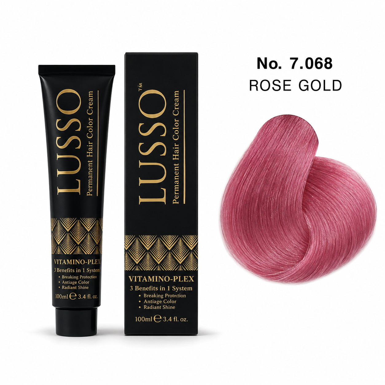 LUSSO Permanent Hair Colour Cream 100 ml No. 7.068 Rose Gold