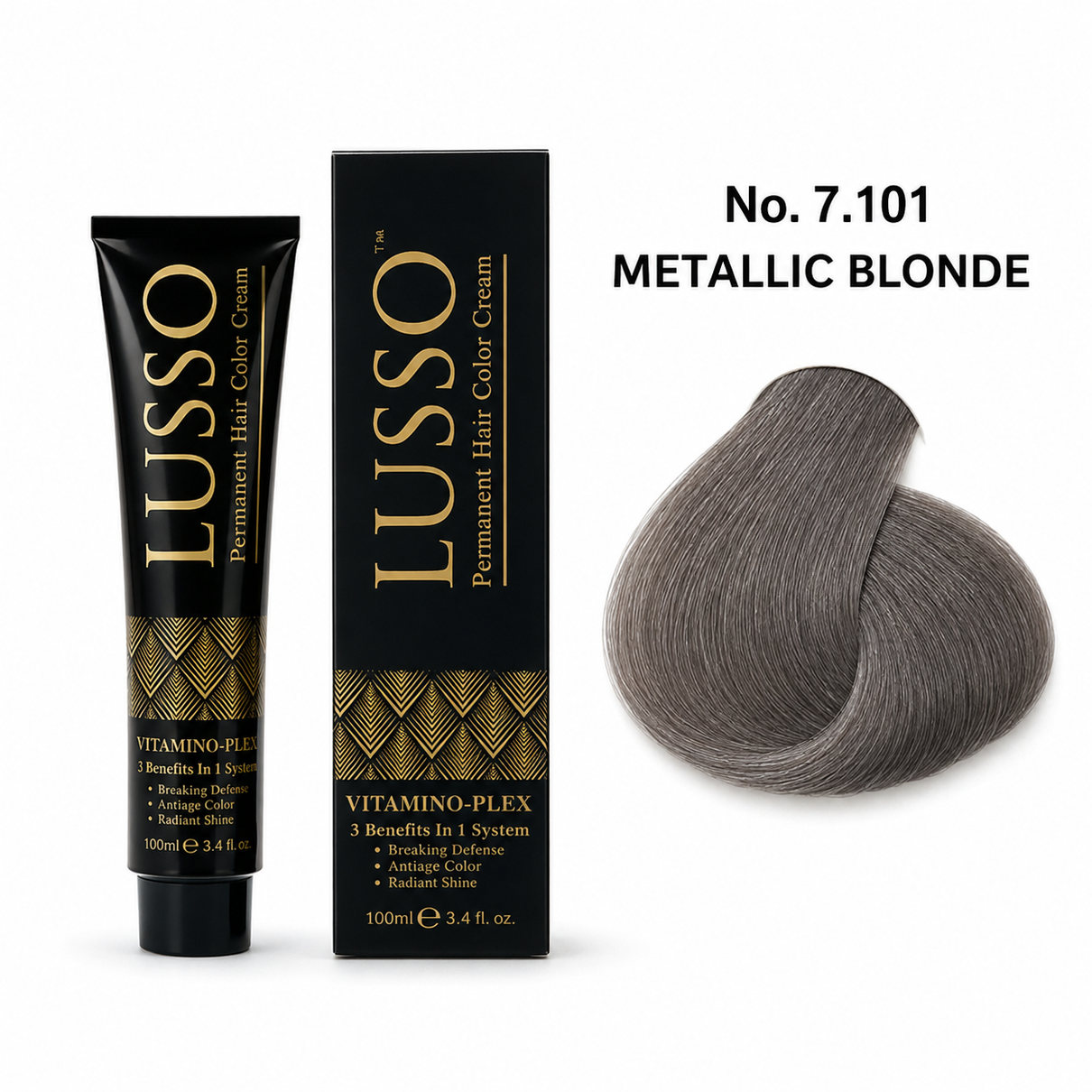 LUSSO Permanent Hair Colour Cream 100 ml No. 7.101 Metallic Blonde