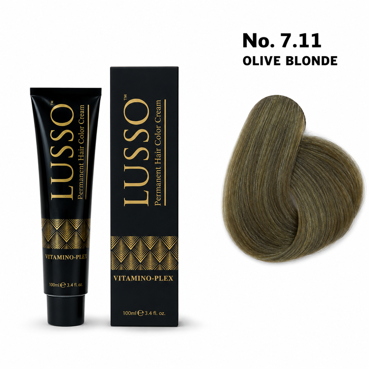 LUSSO Permanent Hair Colour Cream 100 ml No. 7.11 Olive Blonde