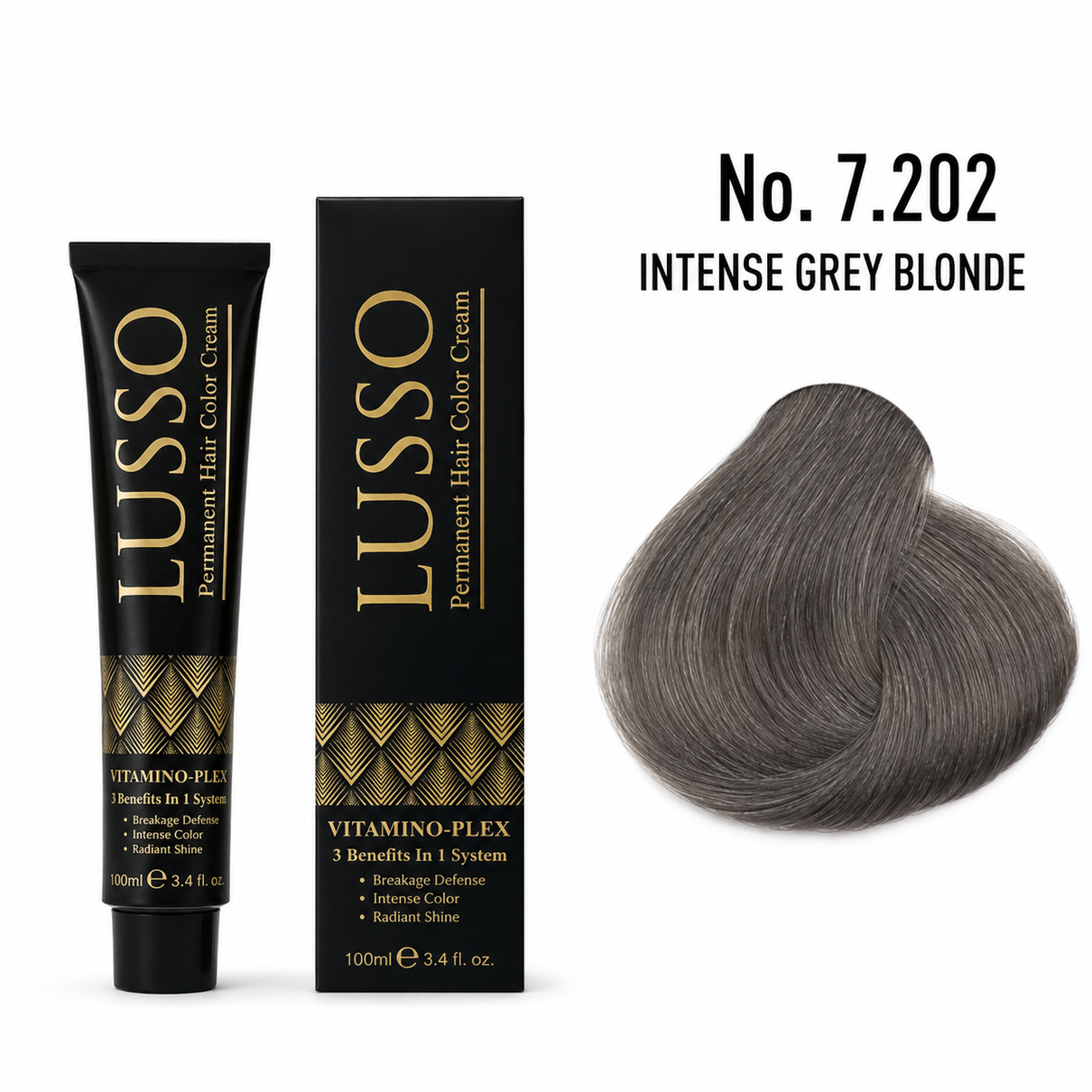 LUSSO Permanent Hair Colour Cream 100 ml No. 7.202 Intense Grey Blonde