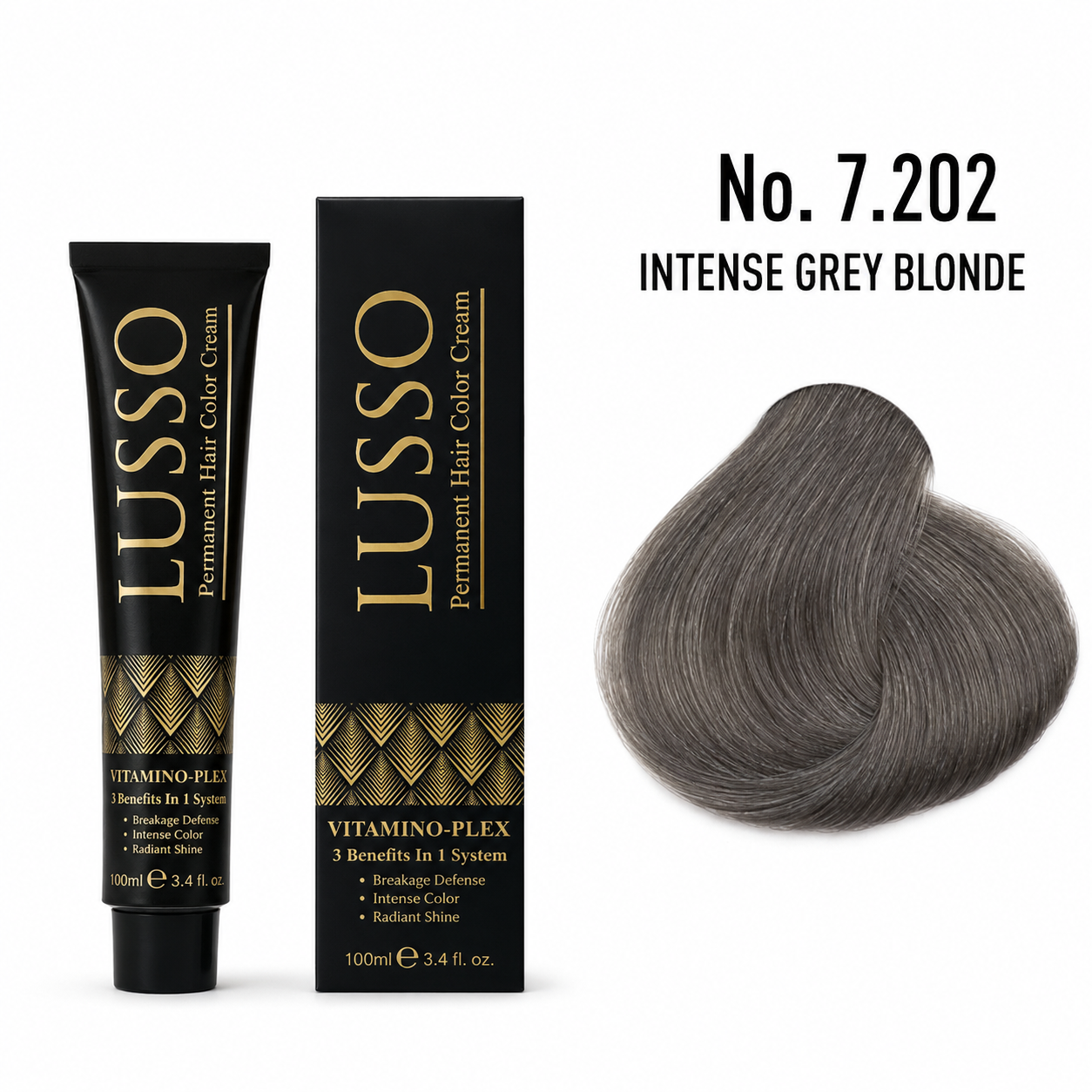 LUSSO Permanent Hair Colour Cream 100 ml No. 7.202 Intense Grey Blonde