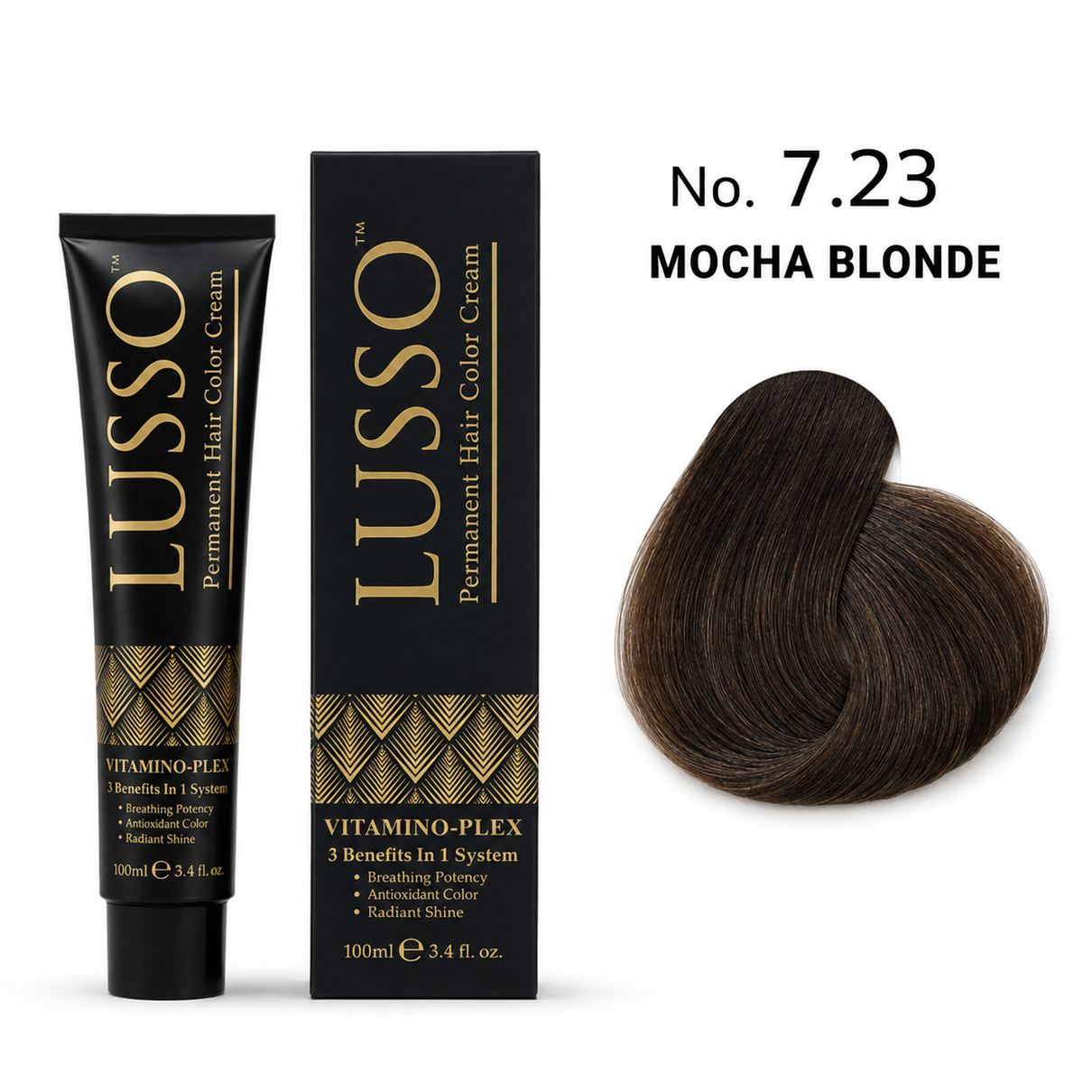LUSSO Permanent Hair Colour Cream 100 ml No. 7.23 Mocha Blonde